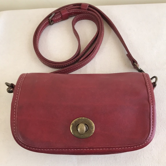 Roots Bags Vintage Roots Red Leather Crossbody Bag Small Flap Turn Key Closure Poshmark